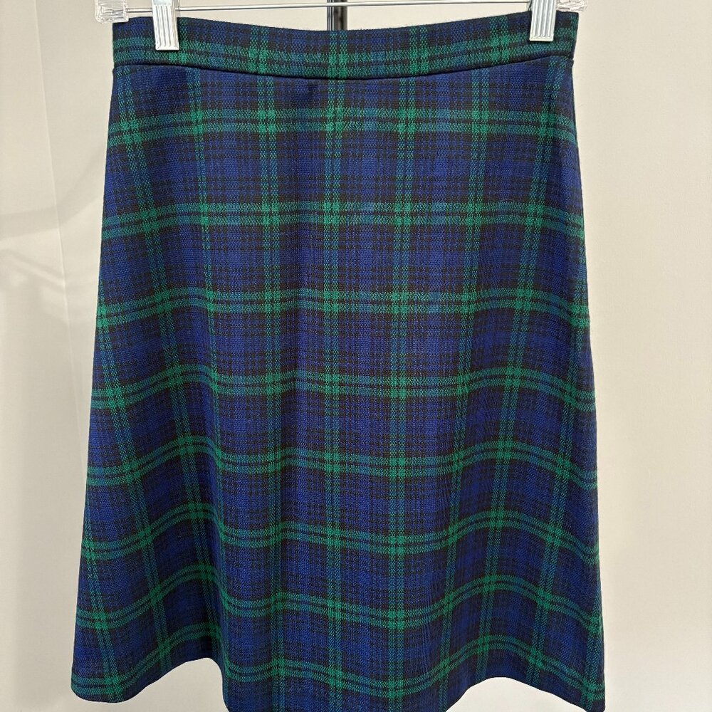 VTG Cricket Lane Black Watch Tartan Plaid Midi Skirt - Dark Academia Preppy - Picture 2 of 5